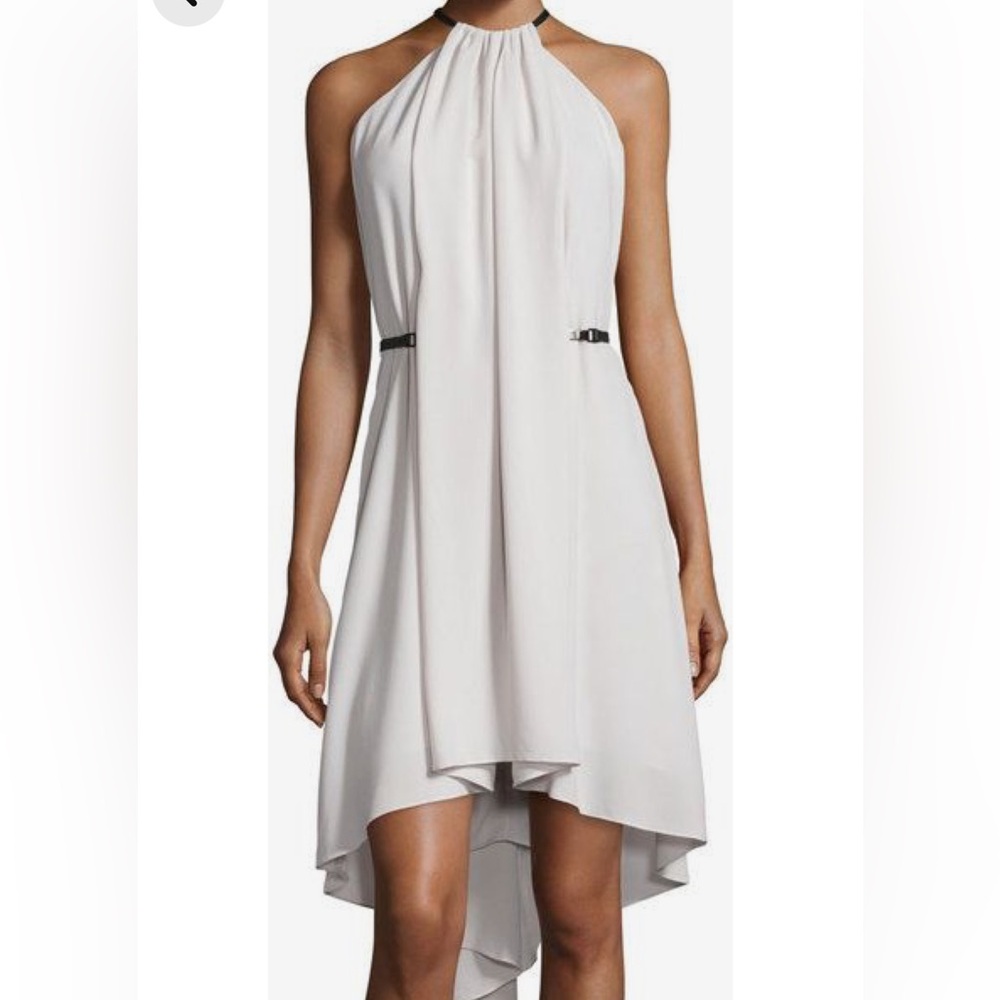Halston Belted Sleeveless Cocktail Dress
